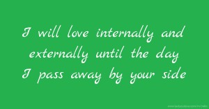 I will love internally and externally until the day I pass away by your side