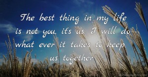 The best thing in my life is not you, it's us. I will do what ever it takes to keep us together.