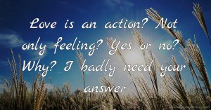 Love is an action? Not only feeling? Yes or no? Why? I badly need your answer.