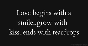 Love begins with a smile..grow with kiss..ends with teardrops