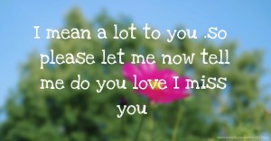 I mean a lot to you .so please let me now tell me do you love I miss you