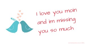 I love you moin and im missing you so much