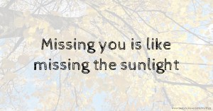Missing you is like missing the sunlight.