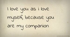I love you as i love myself, because you are my companion