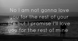 No I am not gonna love you for the rest of your life but I promise I'll love you for the rest of mine