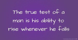 The true test of a man is his ability to rise whenever he falls.