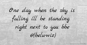 One day when the sky is falling i'll be standing right next to you bbe @(belu-wiz)