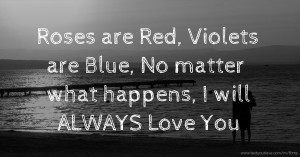 Roses are Red, Violets are Blue,  No matter what happens, I will ALWAYS Love You