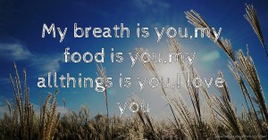 My breath is you,my food is you,my allthings is you,I love you
