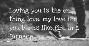 Loving you is the only thing love, my love for you burns like fire in a furnace.