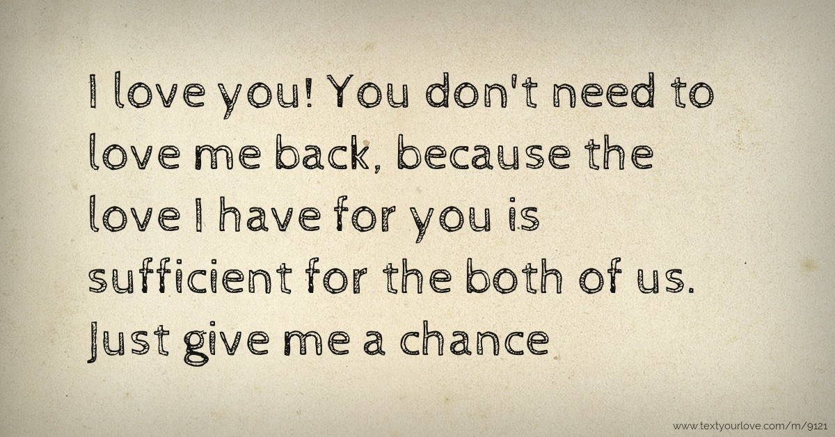 i love you and i need you