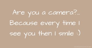 Are you a camera?... Because every time I see you then I smile :)