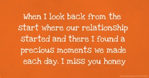 When I look back from the start where our relationship started and there I found a precious moments we made each day. I miss you honey.