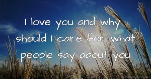I love you and why should I care for what people say about you.