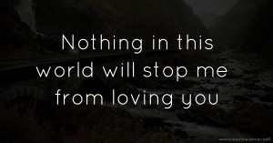 Nothing in this world will stop me from loving you