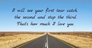 I will see your first tear catch, the second and stop the third. That's how much I love you