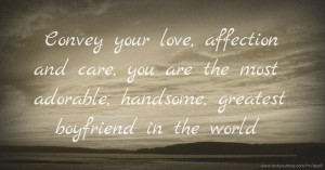 Convey your love, affection and care, you are the most adorable, handsome, greatest boyfriend in the world.