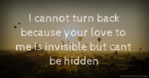 I cannot turn back because your love to me is invisible but cant be hidden.