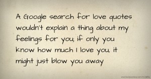 A Google search for love quotes wouldn't explain a thing about my feelings for you; if only you know how much I love you, it might just blow you away.