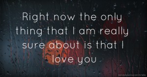 Right now the only thing that I am really sure about is that I love you.