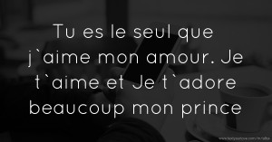 Tu es le seul que j`aime mon amour. Je t`aime et Je t`adore beaucoup mon prince.