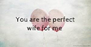 You are the perfect wife for me.