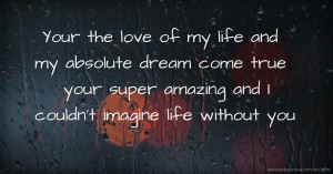 Your the love of my life and my absolute dream come true your super amazing and I couldn't imagine life without you ♡